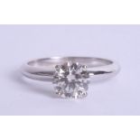 A fine modern 18ct white gold and diamond solitaire ring approx 1.45ct, estimated colour and clarity