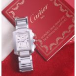 Cartier Tank Francaise Cronoflex stainless steel chronograph wristwatch,