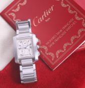 Cartier Tank Francaise Cronoflex stainless steel chronograph wristwatch,