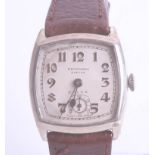 Rolex, a vintage silver cushion cased wristwatch, dial marked Brufords, Exeter, approx. 29 x 28mm.