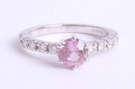 An 18ct pink sapphire and diamond ring, size M, 3.9g.