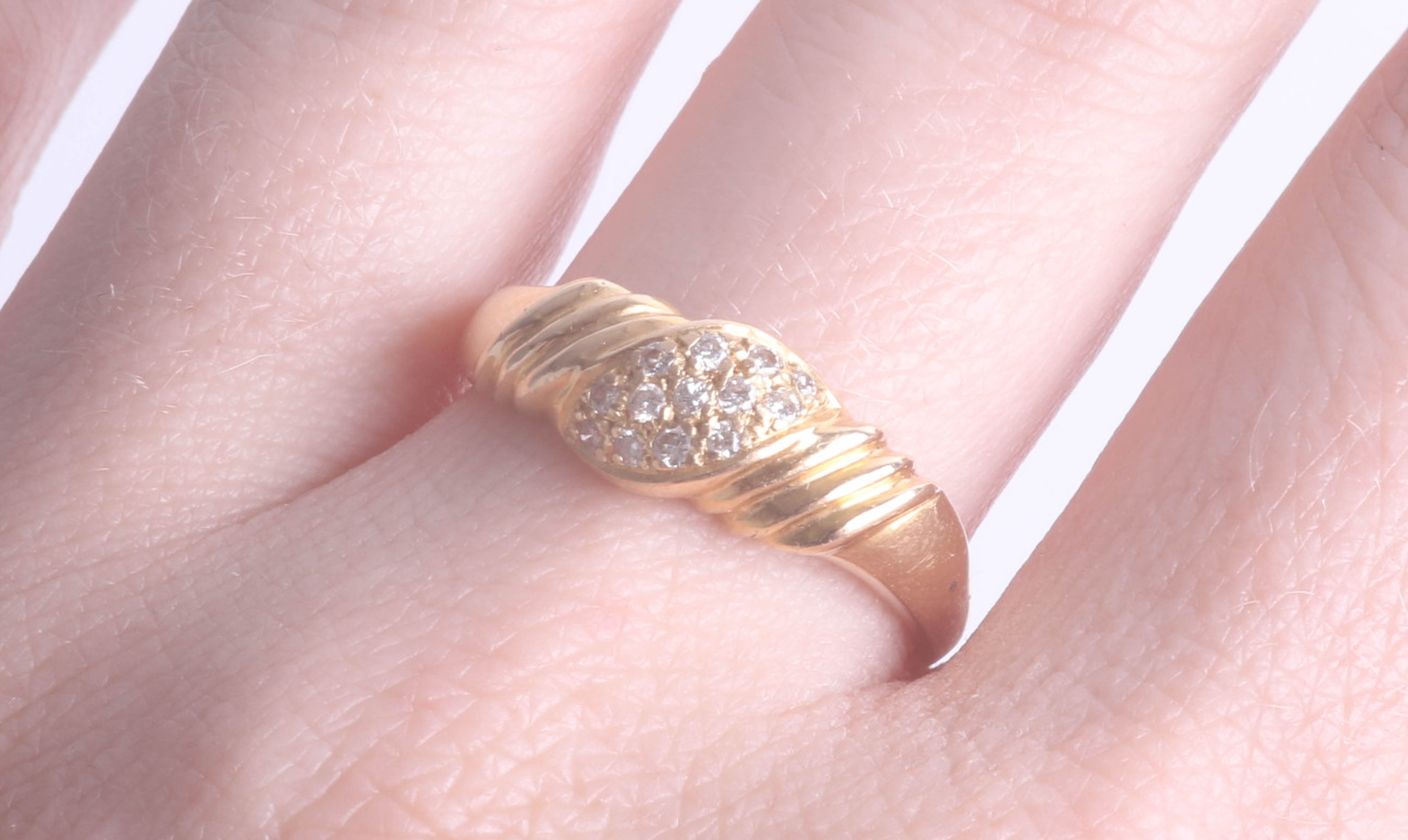 An 18ct yellow gold and diamond set fancy ring, size R. - Image 2 of 2