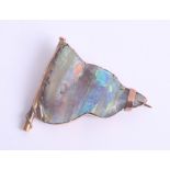 A large 15ct and opal set flag brooch, 15.40g.