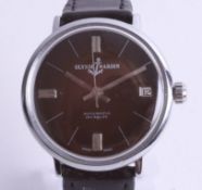 Uylsse Nardin, gents black dial automatic Incabloc wristwatch with date, dial 33mm.