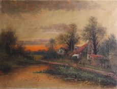 A.H.Cole, oil on canvas 'The Close Of Day', 38cm x 50cm, signed and titled to verso, also