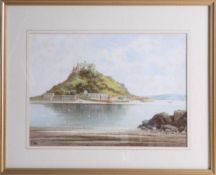 Frederick Parr (1887-1970) signed watercolour, Saint Michael's Mount, Cornwall, 24cm x 34cm,