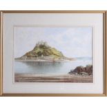 Frederick Parr (1887-1970) signed watercolour, Saint Michael's Mount, Cornwall, 24cm x 34cm,