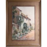 Frederick Parr, pair of signed watercolours, Cottage scene and Newlyn, framed and glazed, 50cm x