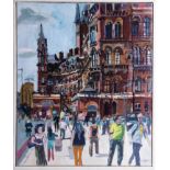 Nicholas Borden, oil on canvas 'Kings Cross, St. Pancras, London', 60cm x 50cm, framed, signed on