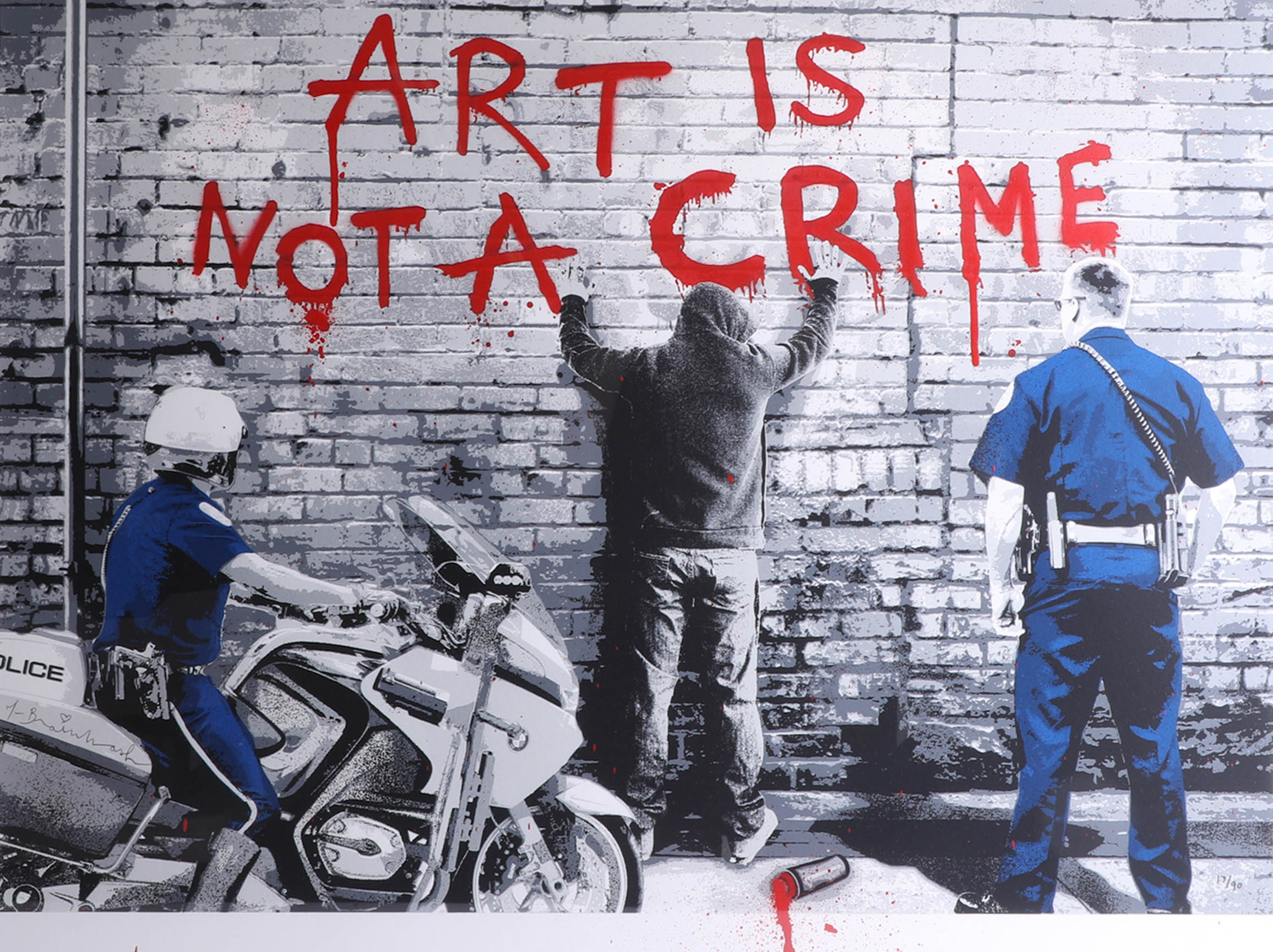 Mr Brainwash, signed edition print, NYC, 'Art is not a Crime', No. 17/90, 55cm x 74cm, framed and - Image 2 of 2