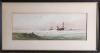 T.Matherson, Marine scene, signed, 15cm x 40cm, framed and glazed.