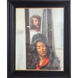 Robert Lenkiewicz (1941-2002) 'Painter with Myriam' oil on canvas, framed and glazed, image size