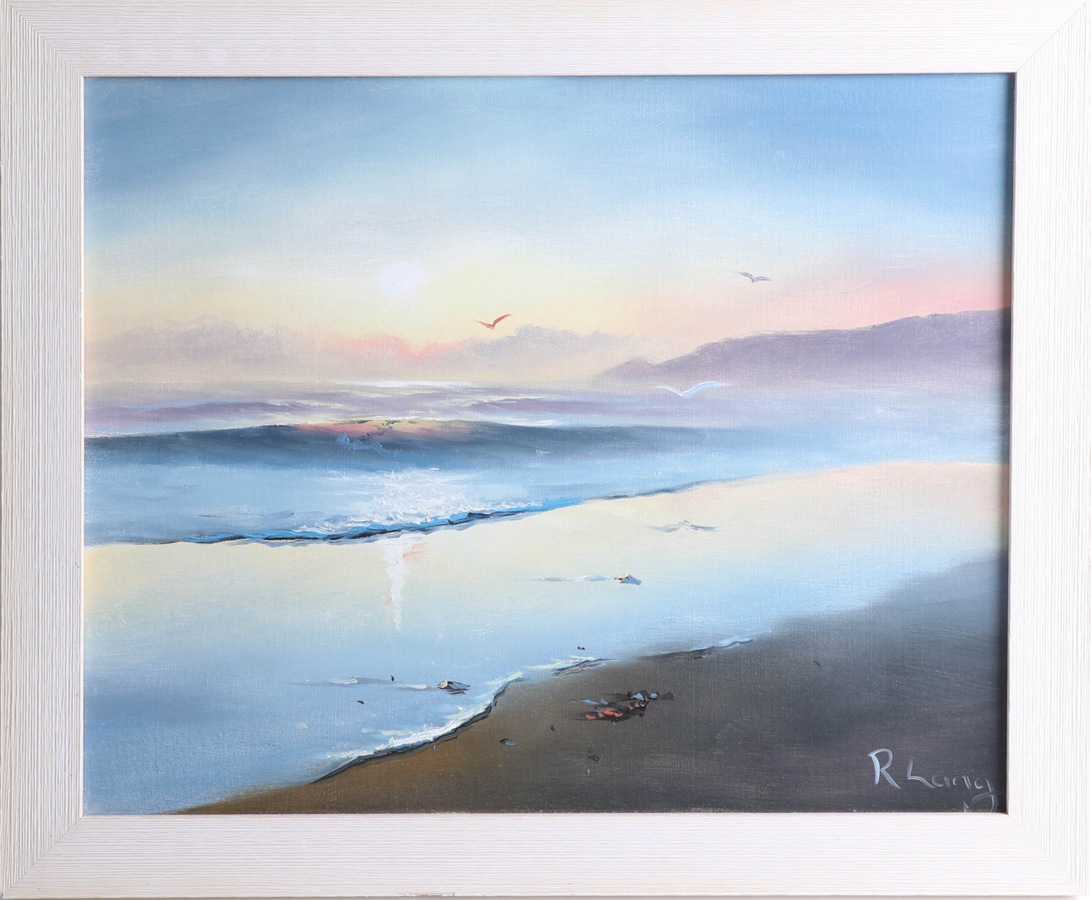 Roy Lang, 3 signed Seascapes, 40cm x 50cm, framed. Roy Land, (Cornish born) was voted artist of - Image 3 of 4