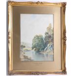 J.Wilson, signed watercolour, 'On the River Wharfe, Yorkshire', titled to the gilt mount, framed and