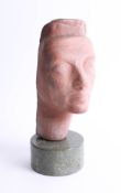 Brian Rice (1900-1998), 'Head of Nefertiti', terracotta on a green marble base, height