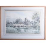 Dennis Flanders RWS, RBA (1915-1994) watercolour 'Felmershan, Bedfordshire', 34cm x 55cm.