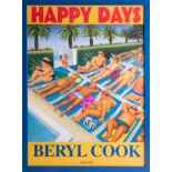 Beryl Cook (1921-2008), 'Happy Days' poster on board, issued for the publication of her book Happy