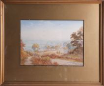 R.Warren (Vernon?) signed watercolour, 1922 Landscape View, 20cm x 29cm, framed and glazed.