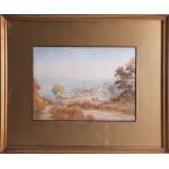 R.Warren (Vernon?) signed watercolour, 1922 Landscape View, 20cm x 29cm, framed and glazed.