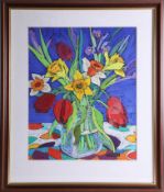 Karen Pawley, pastel 'Vase of Flowers', 47cm x 37cm, framed.