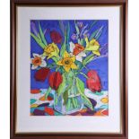 Karen Pawley, pastel 'Vase of Flowers', 47cm x 37cm, framed.