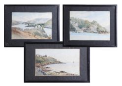 J.E.Paris, 3 signed watercolours, 'St. Catherine's Point', 'Bodinnick by Fowey' 18cm x 24cm, and