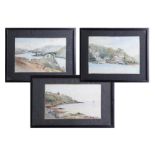 J.E.Paris, 3 signed watercolours, 'St. Catherine's Point', 'Bodinnick by Fowey' 18cm x 24cm, and