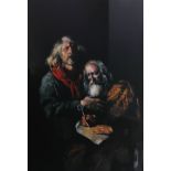 Robert Lenkiewicz (1941-2002), 'Self Portrait with Self Portrat at 90', limited edition