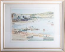 Donald Greig (1916 - 2009) watercolour 'Low Tide at Salcombe' inscribed to verso Exhibited