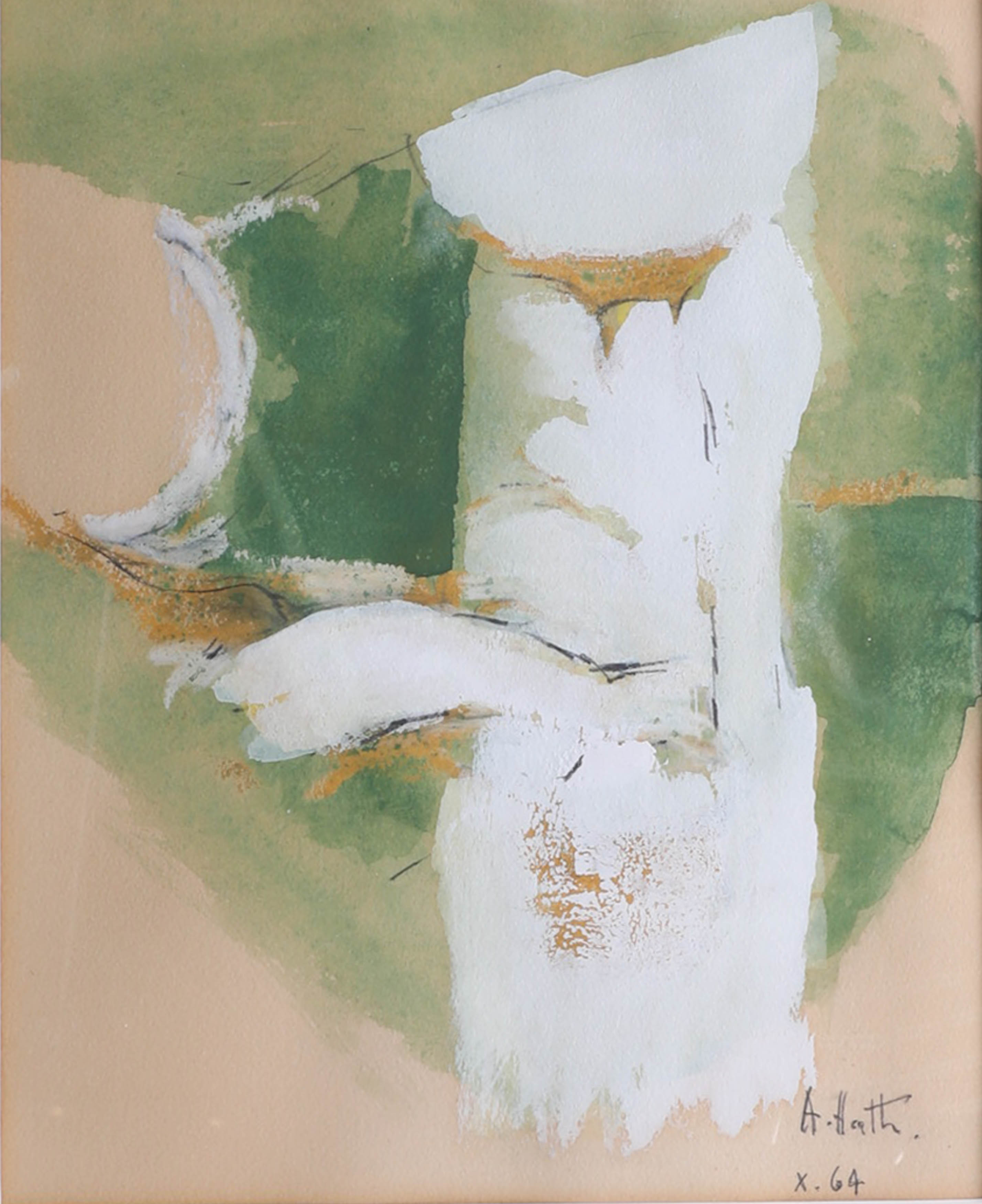 Adrian Heath (1920-1992), 'Green abstract', signed and dated 74, 24cm x 30cm.