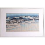 Oscar Droege (1898-1982 German) signed woodcut print 'Surf', image size 29cm x 55cm.