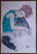 Egon Schiele (1890-1918), 'Sitting Women' (Adele Herms) print, the original is in the National