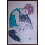 Egon Schiele (1890-1918), 'Sitting Women' (Adele Herms) print, the original is in the National