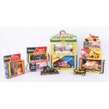 A collection of eight models including Corgi Toys, Jean Richard Circus models, Dinky Toys Forklift