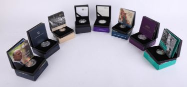 Eight cased proof coins, including Royal Mint commemorative Piedfort silver, Prince Phillip, Royal