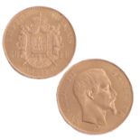 France, 1855 Napoleon III gold 50 Francs.