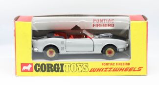 Corgi Toys, Pontiac Firebird Whizzwheels, in metallic silver with black bonnet, red interior and red