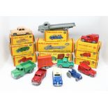 Dublo Dinky Toys, nine models, including Bedford Flat truck 66 boxed, Royal Mail Van 68 boxed, 64,