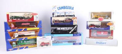 A mixed collection of commercial models, including Corgi Superhaulers and Days Gone The Showman's