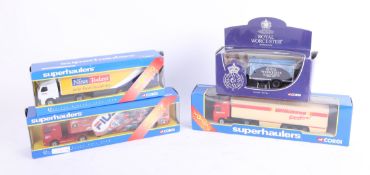 Corgi, three Superhaulers and Royal Worcester commemorative wagon, all boxed (4).