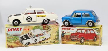 Dinky Toys, two models, Morris Mini Minor 183 boxed, Ford Cortina Rally, 212 boxed (2).