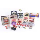 Mixed collection of loose and boxed models, including Marklin four-piece sports car set, Corgi truck