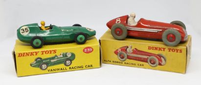 Dinky Toys, two models, Vanwall racing car, 239 boxed, Alfa Romeo racing car, 232 boxed (2).