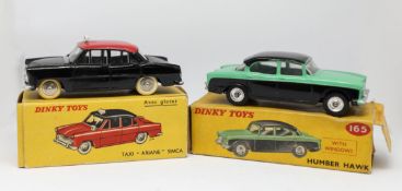 Dinky Toys, two models, Taxi Ariane Simca, 542 boxed, Humber Hawk, 165 boxed (2).