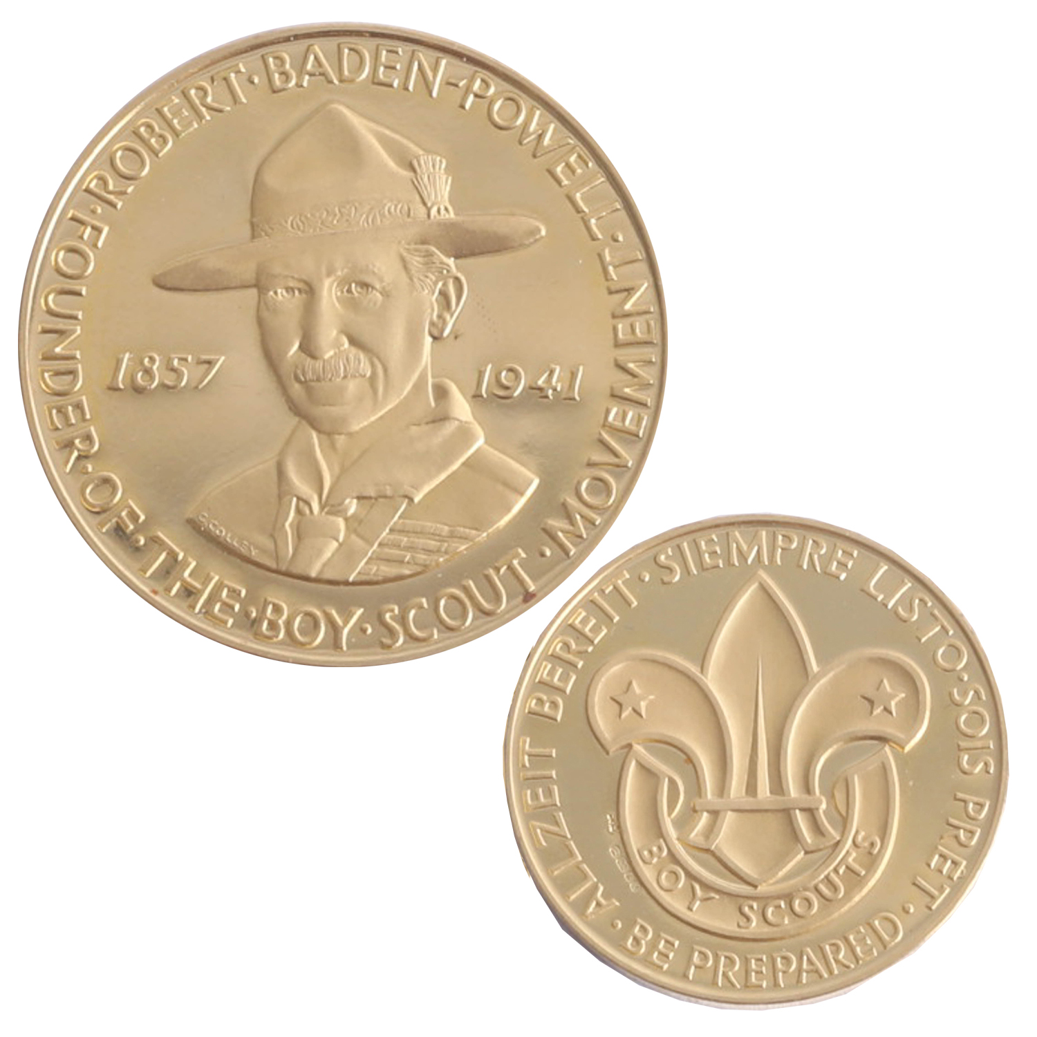 A gold medal to celebrate 25th anniversary of the death of Lord Baden Powell 17.5g with certificate,