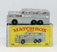 Matchbox Series, Greyhound Coach with clear windows, 66 boxed.