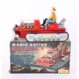 A Magic Action Bulldozer battery operated Japanese toy, boxed.