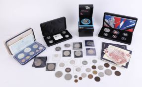 A collection of Royal Mint and other mixed coins, including cased sets Coinage of Barbados 1973,