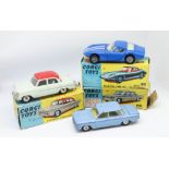 Corgi Toys, three models, Standard Vanguard saloon, 207 boxed, Chevrolet Corvair, 229 boxed,