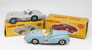 Dinky Toys, two models, Aston Martin DB3, 110 boxed, Sunbeam Alpine Sports, 107 boxed (2).